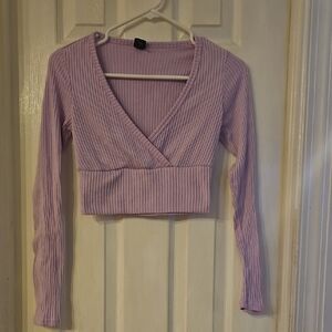 Wild Fable Purple Ribbed Crop Blouse